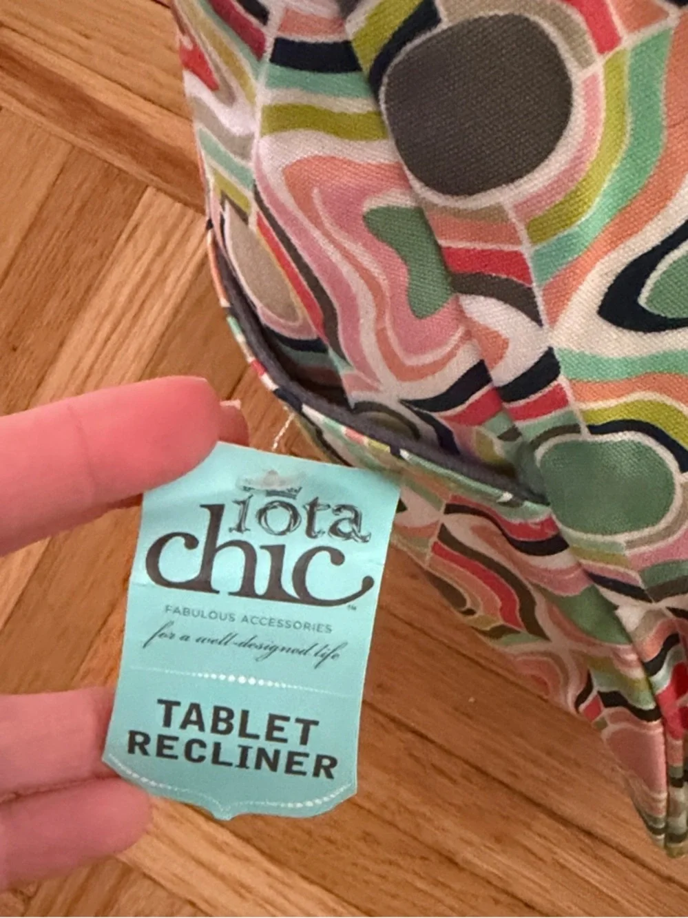 NWT Device Recliner or Pillow Rest - Multicolor Geometric - Clear Strap